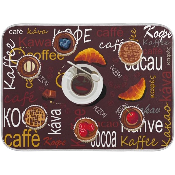 Lemon Fruit Green Dish Drying Mat Fun Print Quick Dry Large Pad Dish Mat for Kitchen Dishes Counter Mat 18x24 Inch