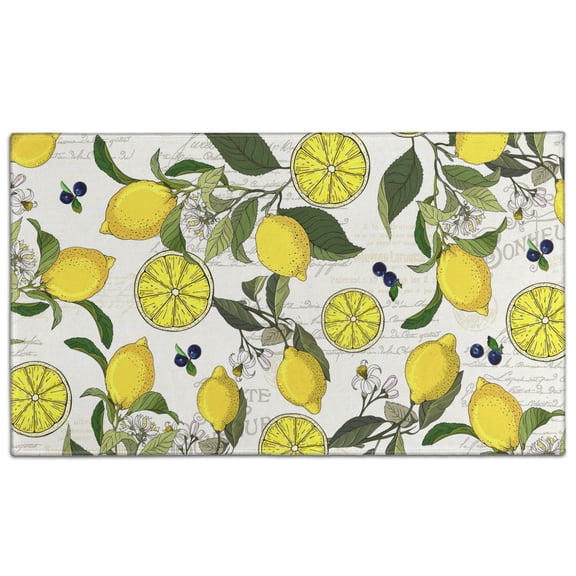 Lemon Fruit Summer Front Door Mat Anti Slip Friendly Welcome Mat Outdoor Inside Floor Rugs Crystal Velvet 30x17 Inches