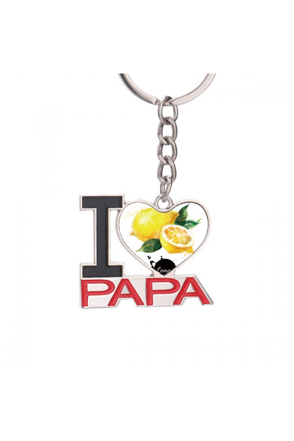 Lemon Fruit Tasty Healthy Watercolor Keychain Metal Keyring Holder Love PAPA Father