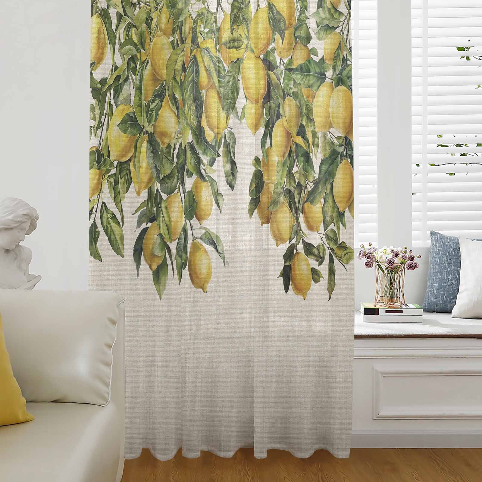Lemon Fruit Window Curtain 72 Inches Long,Spring Summer Tropical ...