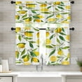 thumbnail image 1 of Lemon Fruits Kitchen Curtains Summer Window Curtains and Valances Set, Tropical Flower Leaves Short Tier Curtain for Kitchen, Fruit Background Small Kitchen Decor 52" x 24", 1 of 6