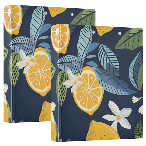 Lemon Fruits Lemon Blooms 3 Ring Binders 1.5 inch Hardcover File Folders with Interior Pockets A4 Size Organizer for School Office Hospital
