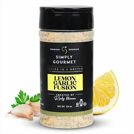 Lemon Garlic Fusion 6.4oz Recipe in a Bottle Premium Blend Spice for Gourmet Cooking No-Addition Needed, Versatile Culinary Season Simply Gourmet by Rivky Kleiman