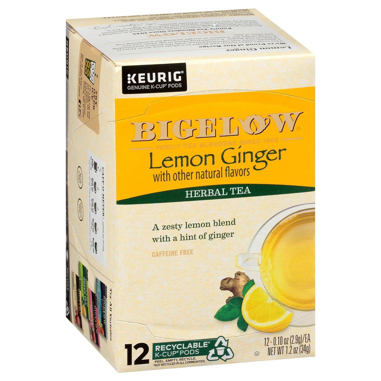 Lemon Ginger Herbal Tea Keurig KCup Pods, Caffeine Free Tea Keurig Tea