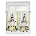 thumbnail image 1 of Lemon Gnomes Living Room Curtains 2 Panel, Summer Botanical Yellow Fruit Black Lattice Cafe Window Treatment, Farmhouse Bedroom Bathroom Kitchen Curtains Drapes 104"x45", 1 of 6