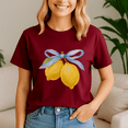 thumbnail image 1 of Lemon Graphic Tees For Women Girls Fruit Coquette Bow Shirt,Summer Beach Tee,Summer Vibes,Summer Girl,Hello Summer,Summer Vacation Tshirt, 1 of 5