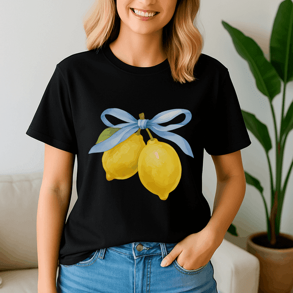 Lemon Graphic Tees For Women Girls Fruit Coquette Bow Shirt,Summer Beach Tee,Summer Vibes,Summer Girl,Hello Summer,Summer Vacation Tshirt