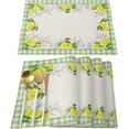 thumbnail image 1 of Lemon Green Plaid Placemats Set of 4,Non Slip Washable Table Mats Set, Watercolor Summer Fruit Lemon Green Leaves Table Placemats for Kitchen Dining Table,Wedding Holiday Party Decoration, 1 of 6