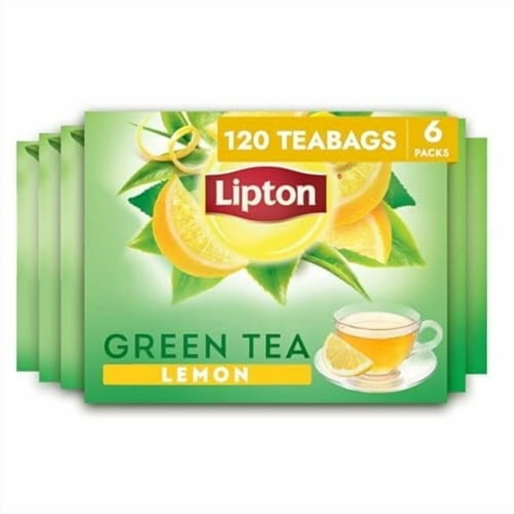 Lemon Green Tea Bags, Flavored, Unsweetened Teabags for Hot Tea or Iced Tea with Caffeine and Flavonoids, 120 Total Tea Bags (20ct - Pack of 6)