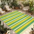 thumbnail image 1 of Lemon Green Yellow Outdoor Rug for Patio/Deck/Porch, Non-Slip Large Area Rug 5 x 7 Ft, Summer Modern Farmhouse Striped Indoor Outdoor Rugs Washable Area Rugs, Reversible Camping Rug Carpet Runner, 1 of 8