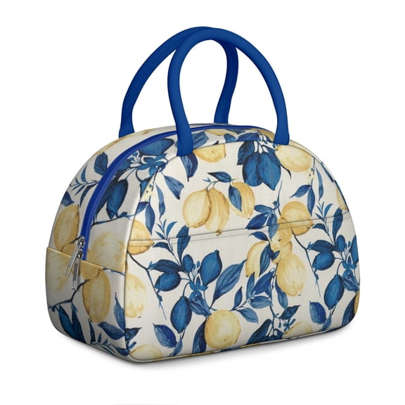 Lemon Grove Lunch Tote - Rustic Orchard Scene with Blossoms, Reusable Insulated Bag for Farmers Market