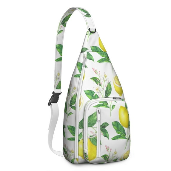 Lemon Grove Sling Backpack - Orchard Inspired Print Crossbody Shoulder Bag, Waterproof Material