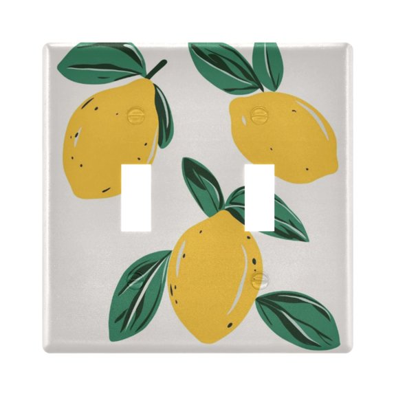 Lemon Hand Drawing White 2 Gang & 3 Gang Decorative Light Switch Plate Faceplate Cover for Bedroom Home Decor