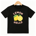 thumbnail image 1 of Lemon Hello Fruit Summer Girls Graphic Tee, Cute Retro Yellow 100% Cotton Kids Short Sleeve T-Shirt 4-13Y, 1 of 5
