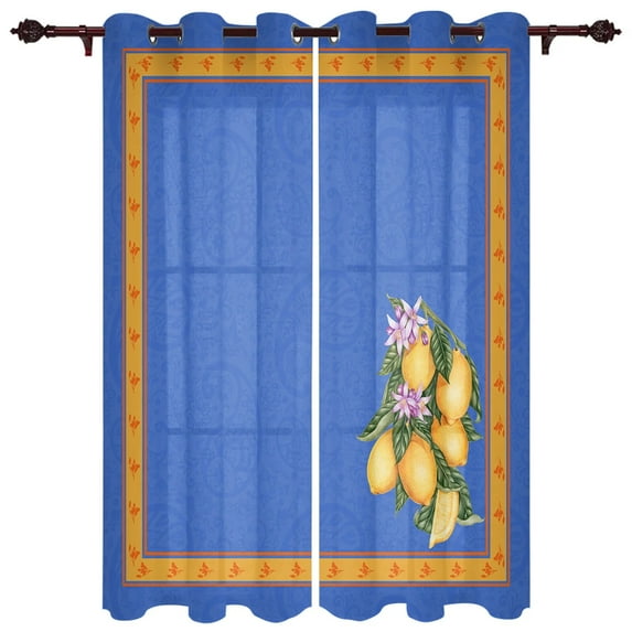 Lemon Idyllic Plaid Fruit Window Treatments Curtains Living Room Window Curtain Modern Bedroom Kitchen Home Decor Drapes