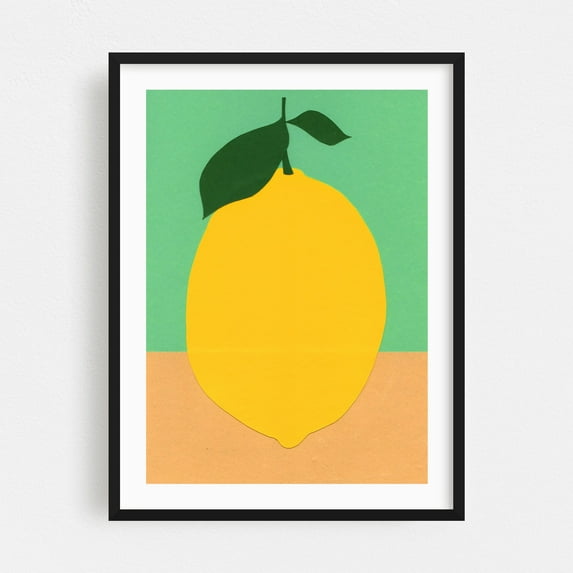 Lemon - Illustration Black Framed Wall Art Print 12 x 18 inches