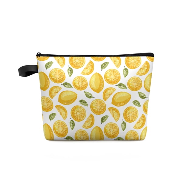 Lemon Illustrations Waterproof Travel Cosmetic Storage Bag Portable Makeup Bag Large Capacity Toiletry Organizer Pouch