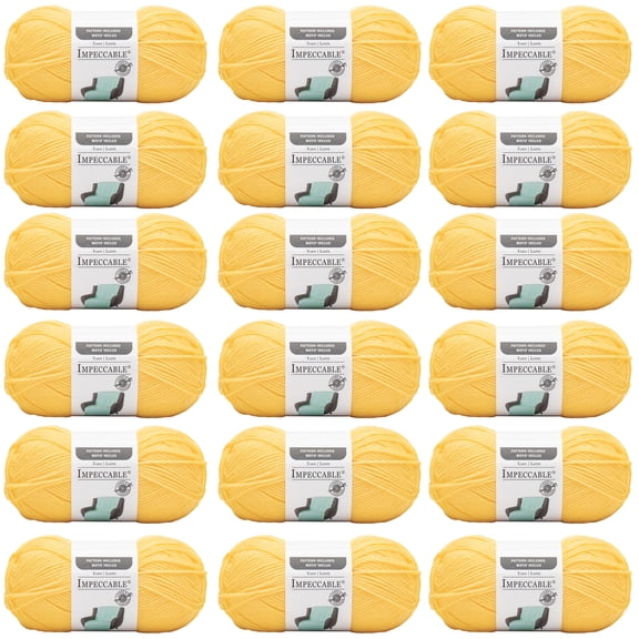 Loops & Threads Lemon Impeccable Solid Yarn - Medium Weight Yarn for Knitting, Crochet, Weaving, Arts & Crafts, 18 Pack