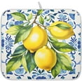 thumbnail image 1 of Lemon Italian Tile Blue E Dish Drying Mats for Kitchen Counter Absorbent Microfiber Dish Drying Matt 16 x 18 Inch Draining Reusable Rack Pad, 1 of 8
