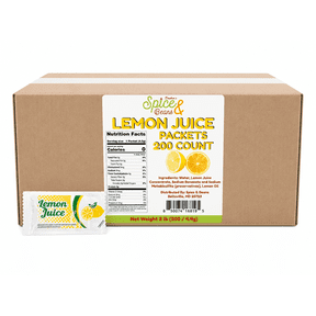 Lemon Juice Packets 200 Count | 4 Gram Single Serve | Portion Control Lemon Juice | Seafood, Tea, Beverages, Travel & Foodservice | Bulk Individual Packets | Dasher's Spice & Beans