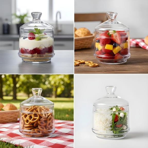 Lemon Keeper Saver Holder Container, Multipurpose Tomato, Avocado, Onion, Glass Salt and Pepper Containers with Glass Lid/Saver/Container/Storage, Citrus Mini Containers for Fridge  (4 PCS )