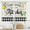 thumbnail image 1 of Lemon Kitchen Curtains Rustic Lemon Kitchen Decor 27.5Wx39H Inch Rod Pocket Farmhouse Kitchen Curtain Wood Plank Buffalo Plaid Country Yellow Fruit Small Window Drapes Treatment Fabric 2 Panel, 1 of 5