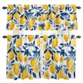 thumbnail image 1 of Lemon Kitchen Curtains Sets for Windows 24 Inch Length, Watercolor Blue Yellow Branch Summer Spring Rod Pocket Window Treatments Tier Curtains and Valances Set for Bedroom/Bathroom, 1 of 8