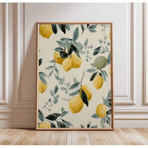 Lemon Kitchen Fruit Yellow Citrus Botanical Italian Farmhouse Art Unframed Paper Print