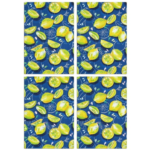 Lemon Kitchen Hand Towels Set of 4, 18x26 Fruit Dish Towels, Soft Absorbent Tea Towels for Farmhouse Kitchen or Home Decor Use