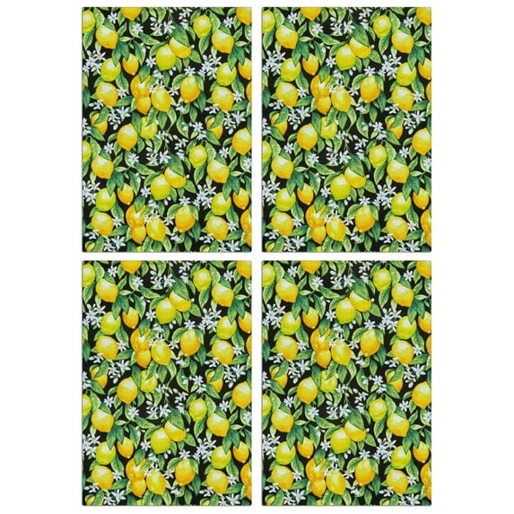 Lemon Kitchen Hand Towels Set of 4, 18x26 Fruit Dish Towels, Soft Absorbent Tea Towels for Farmhouse Kitchen or Home Decor Use