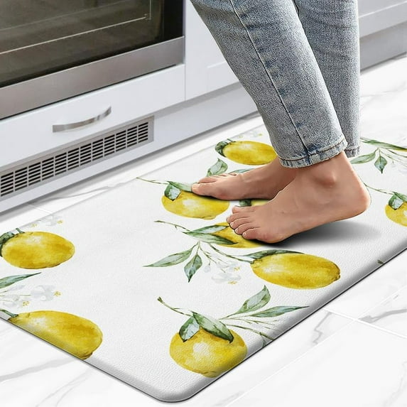 Lemon Kitchen Mat, Lemon Kitchen Rug, Farmhouse Decorative Rug for Kitchen, Anti Fatigue Mats for Kitchen Floor Cushioned, Waterproof Standing Mat for Kitchen Office Laundry Room 17.3 * 29''''