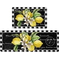 thumbnail image 1 of Lemon Kitchen Mat Set of 2 Anti Fatigue Kitchen Rugs Black and White Buffalo Plaid Comfort Standing Cushioned Kitchen Rugs and Mats Set for Kitchen Sink Laundry Room Office, 17.3"x28"+17.3"x 47", 1 of 5