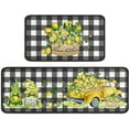 thumbnail image 1 of Lemon Kitchen Mat Set of 2, Farmhouse Black and White Buffalo Plaid Lemon Kitchen Rugs and Mats Non-Slip Washable, Lemon Kitchen Decor Floor Mats for Kitchen Sink Laundry Room, 17x30+17x47Inch, 1 of 6
