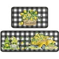 thumbnail image 1 of Lemon Kitchen Mat Set of 2, Farmhouse Black and White Buffalo Plaid Lemon Kitchen Rugs and Mats Non-Slip Washable, Lemon Kitchen Decor Floor Mats for Kitchen Sink Laundry Room, 17x30+17x47Inch, 1 of 6