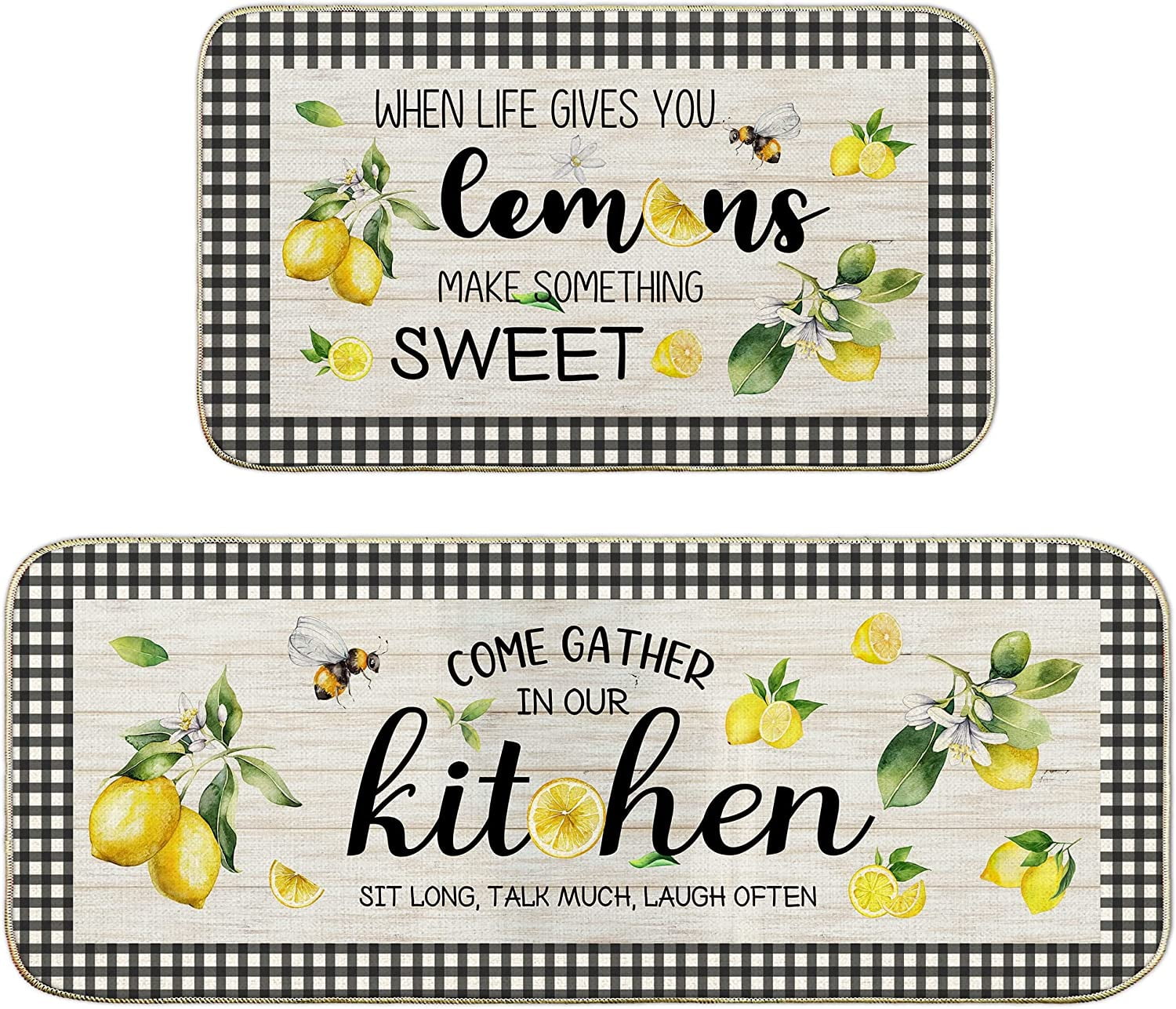 Lemon Kitchen Mat Set of 2, Kitchen Mats for Floor, Farmhouse Lemon