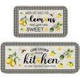 thumbnail image 1 of Lemon Kitchen Mat Set of 2, Kitchen Mats for Floor, Farmhouse Lemon Kitchen Rugs and Mats Non Skid Washable, Lemon Kitchen Decor Floor Mats Non Slip, Kitchen Runner Rug Carpet 17x29 and 17x47 Inch, 1 of 6