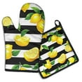 thumbnail image 1 of Lemon Kitchen Oven Mitt and Pot Holder Sets 2 Pcs for Baking, Cooking and Grilling, Heat Resistant Up To 392 °F, 1 of 7