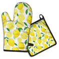 thumbnail image 1 of Lemon Kitchen Oven Mitt and Pot Holder Sets 2 Pcs for Baking, Cooking and Grilling, Heat Resistant Up To 392 °F, 1 of 7