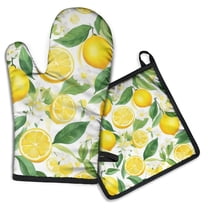Lemon Kitchen Oven Mitt and Pot Holder Sets 2 Pcs for Baking, Cooking and Grilling, Heat Resistant Up To 392 °F