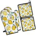 thumbnail image 1 of Lemon Kitchen Oven Mitt and Pot Holder Sets 4 Pcs for Baking, Cooking and Grilling, Heat Resistant Up To 392 °F, 1 of 7