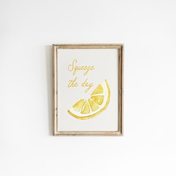 Lemon Kitchen Print: Squeeze the Day Art, Unframed Paper Poster 8x10in