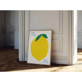 Lemon Kitchen Print Trendy Retro Citrus Wall Art Home Decor Office Wall Art Living Room Decor, Paper Poster Only