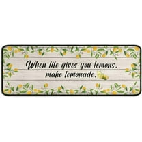 Lemon Kitchen Rug Decor Set of 2, Washable Microfiber Running Rugs Lemon Decoration Mats 17"x 47"   17"x 23"(Crescent Grey)
