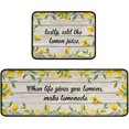 thumbnail image 1 of Lemon Kitchen Rug Decor Set of 2, Washable Microfiber Running Rugs Lemon Decoration Mats 17"x 47" + 17"x 23"(Crescent Grey), 1 of 7