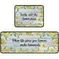 thumbnail image 1 of Lemon Kitchen Rug Decor Set of 2, Washable Microfiber Running Rugs Lemon Decoration Mats 17"x 47" + 17"x 23" (Light Blue), 1 of 6