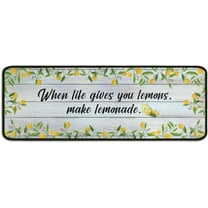 Lemon Kitchen Rug Decor Set of 2, Washable Microfiber Running Rugs Lemon Decoration Mats 17"x 47"   17"x 23" (Light Blue)