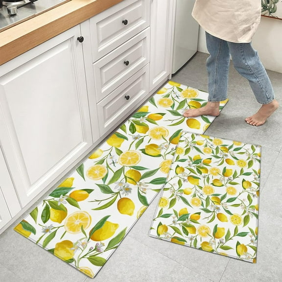 Lemon Kitchen Rug, Lemon Kitchen Rugs, Kitchen Mats for Floor, Kitchen Organization Non-Slip Lemon Kitchen Mat, Anti-Fatigue Mat Room Decor Standing Desk Mats, Lemon Kitchen Decor and Accessories