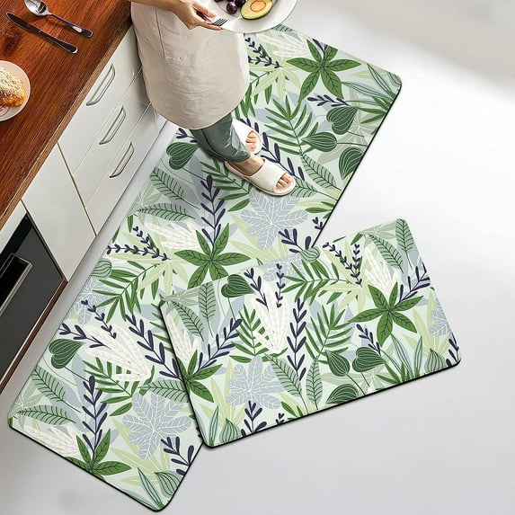 Lemon Kitchen Rug Set of 2 Buffalo Plaid Anti Fatigue Non-Slip Kitchen Mats Yellow Comfort Standing Mat Waterproof Farmhouse PVC Carpet for Kitchen Laundry Office Sink (17.3" x28" + 17.3" x 47")