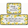 thumbnail image 1 of Lemon Kitchen Rug Set 2 Pieces Non-Slip Waterproof Runner Rugs Washable Apply to Kitchen Sink,Laundry,Office, Lemon Decor Indoor Floor Mat 17" x 47" + 17" x 23" (Lemon Juice), 1 of 5
