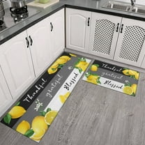 Lemon Kitchen Rug Set,Farmhouse Kitchen Rugs Fruit Runner Rugs with Rubber Backing,Throw Rugs Washable for Kitchen Sink,Laundry Room,Spring&Summer Rug,Lemon Kitchen Decor